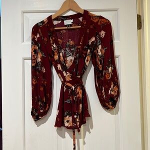 HD in Paris Wrap puff sleeve top